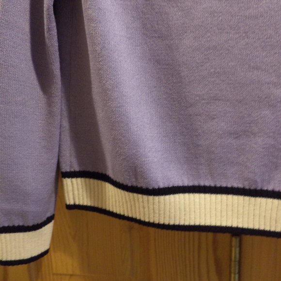 St.  John Zip Jacket Cardigan   Lavender with Cream + Black Trim   Size: Small - Picture 4 of 8